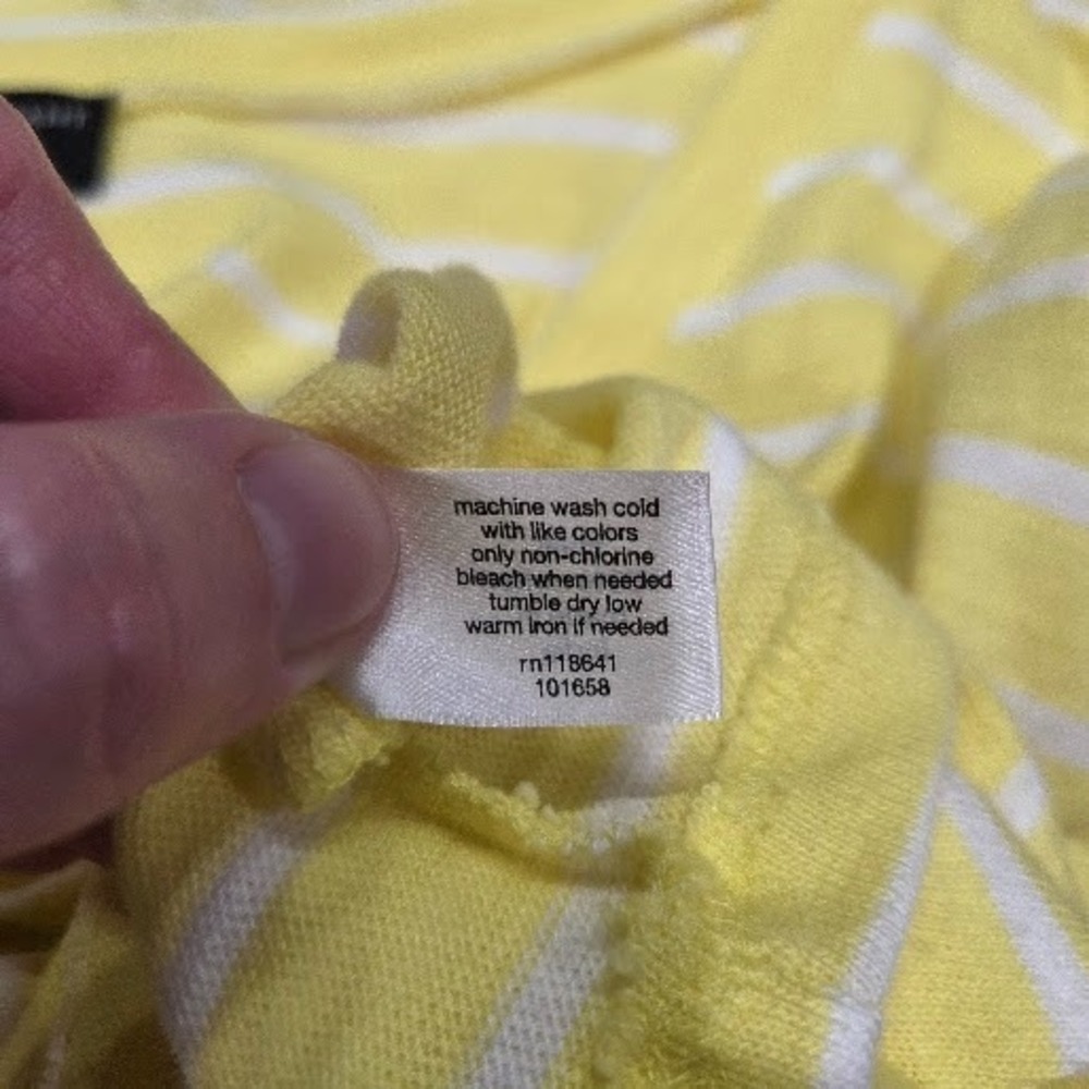 Lane Bryant Dress 26/28 Yellow White Stripe V-Neck Belted T-Shirt Dress Plus NWT - Picture 6 of 11